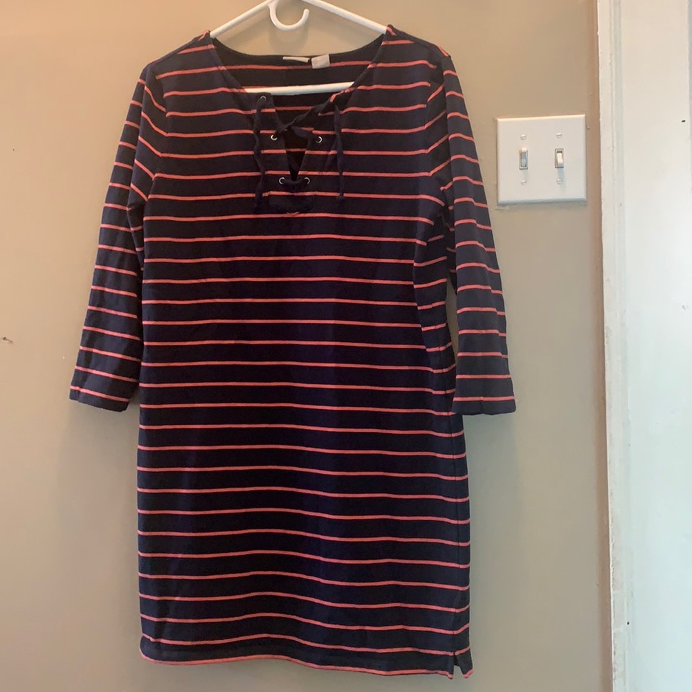 Stripped mid-length dress. Size L.